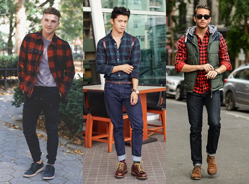 outfit flanel pria